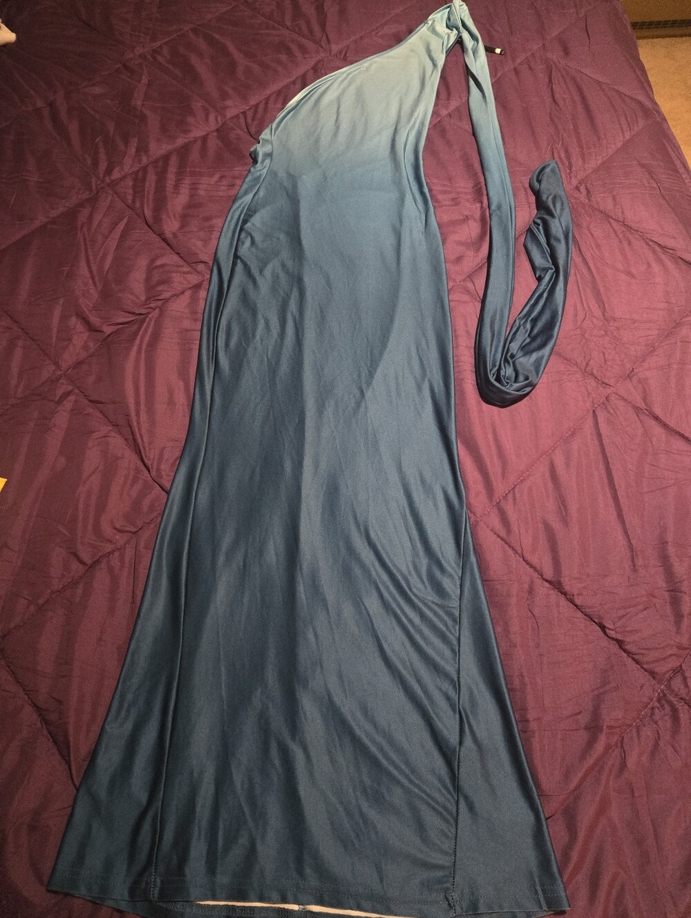 Gorgeous Teal One-Shoulder Maxi Dress By Shein. Size S 4, Long and Elegant